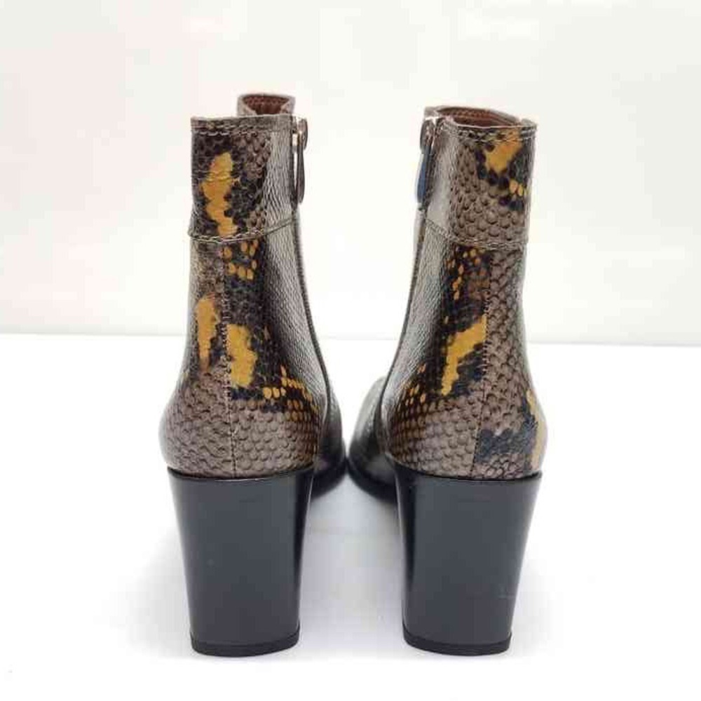 Franco Sarto Snakeskin Block Heel Square Toe Generous Bootie. - Picture 6 of 14